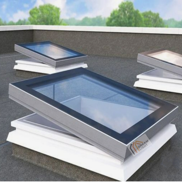 PVC Fixed  Skylights Automated Flat Roof Deck-Mounted Skylight Triple Glazed